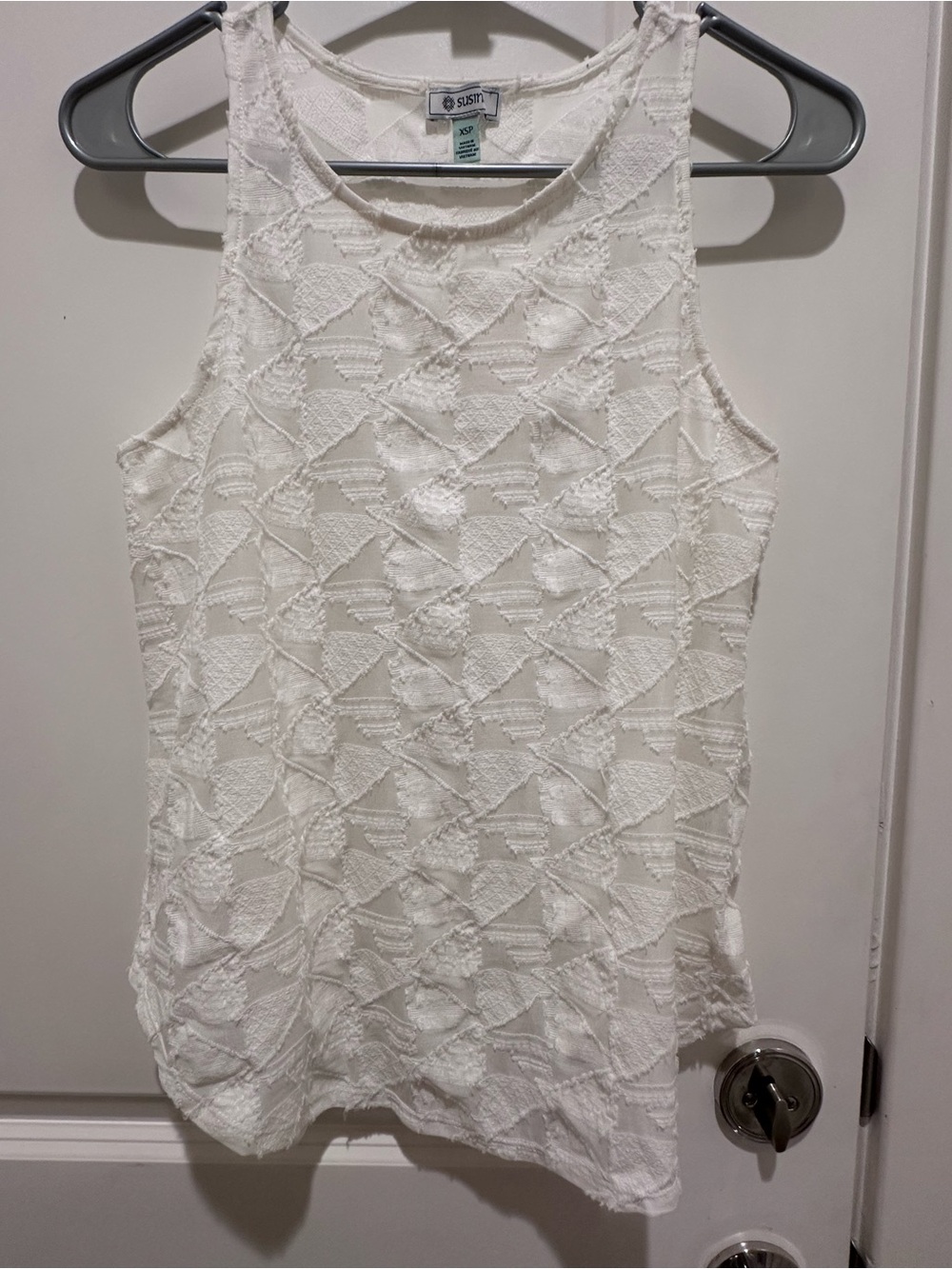 Susina White SemiSheer Textured Tank Top